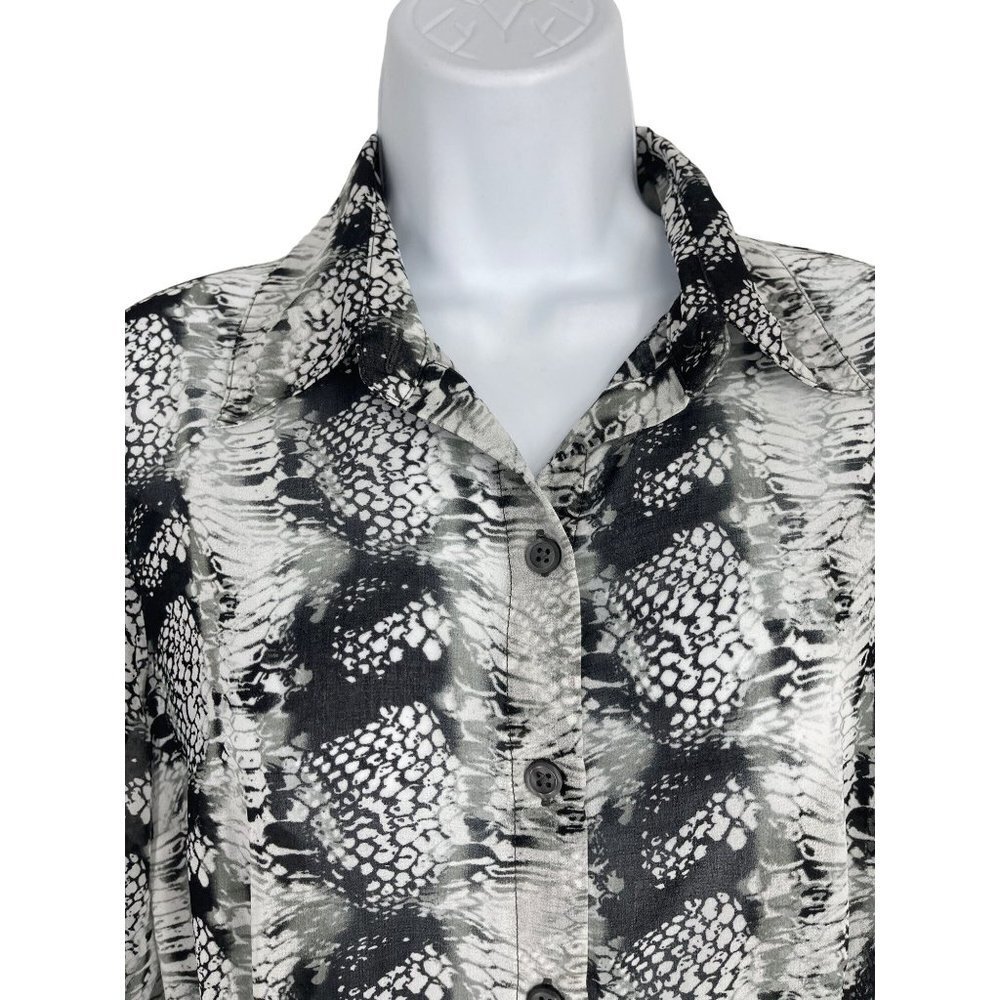 Cabi Python Snake Print Sheer Button Top Chiffon … - image 3